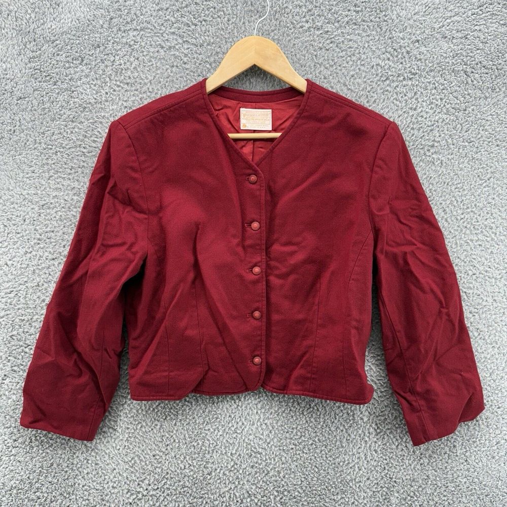 Pendleton Pure Virgin Wool Fully‎ Lined 5 Button Deep Red Size 18 Blazer USA VTG